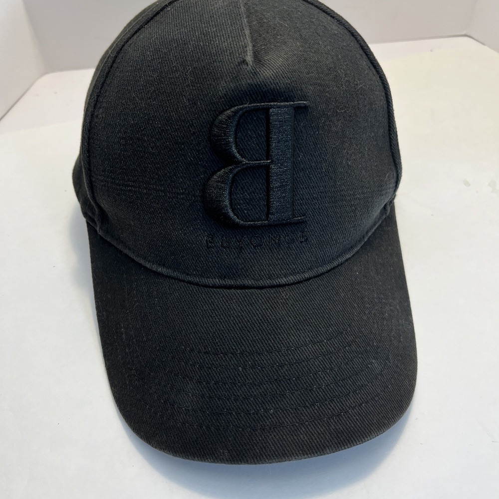 Beyoncé Hat Black Embroidered B Logo Adjustable Baseball Cap OS Backwards B